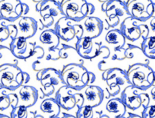 Blue Scroll Chintz